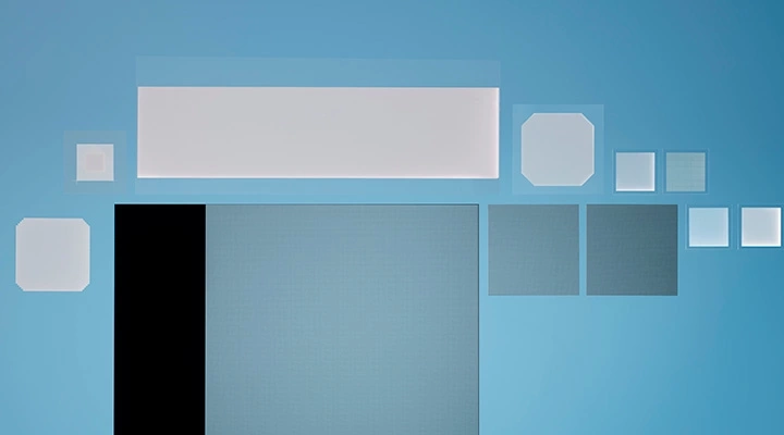 Group of laser-structured and functionalized wafers in various sizes and coatings