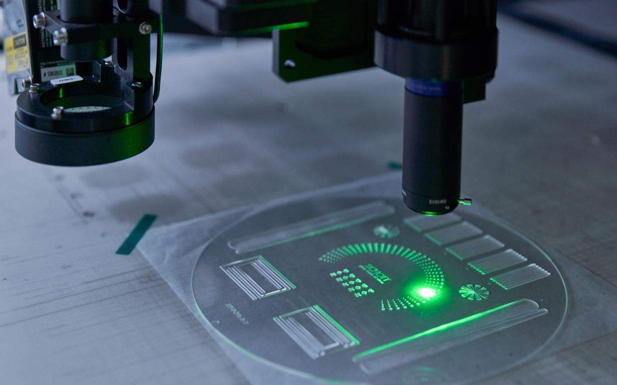 High-tech laser controls structured SCHOTT glass wafer