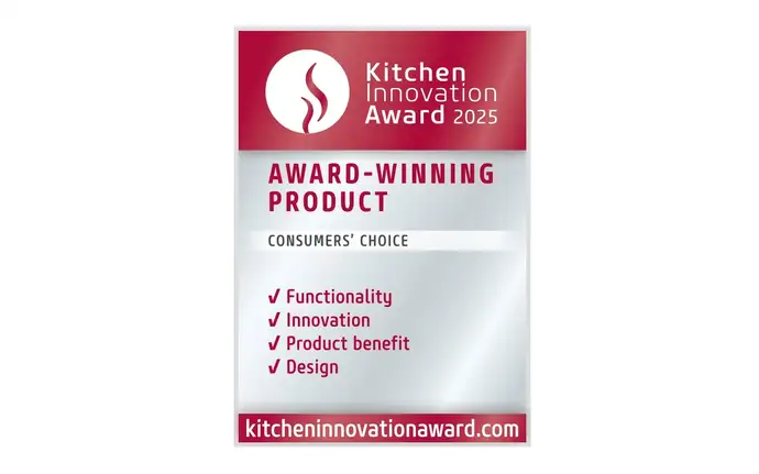 Kitchen Innovation Award 2025 for an award-winning product, chosen by consumers, evaluated for functionality, innovation, product benefit, and design.