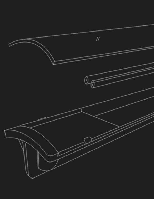 Schematische Zeichnung des Heizstrahlers HEATSCOPE® PURE mit Glaskeramikabdeckung 