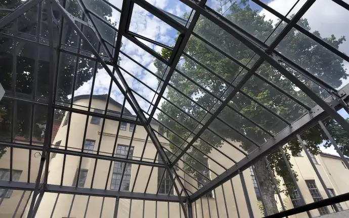 Glass roof of the Bauhaus.Atelier at Bauhaus University in Germany